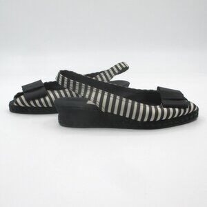 Vintage 80s Black White Stripe Espadrille Shoes 7